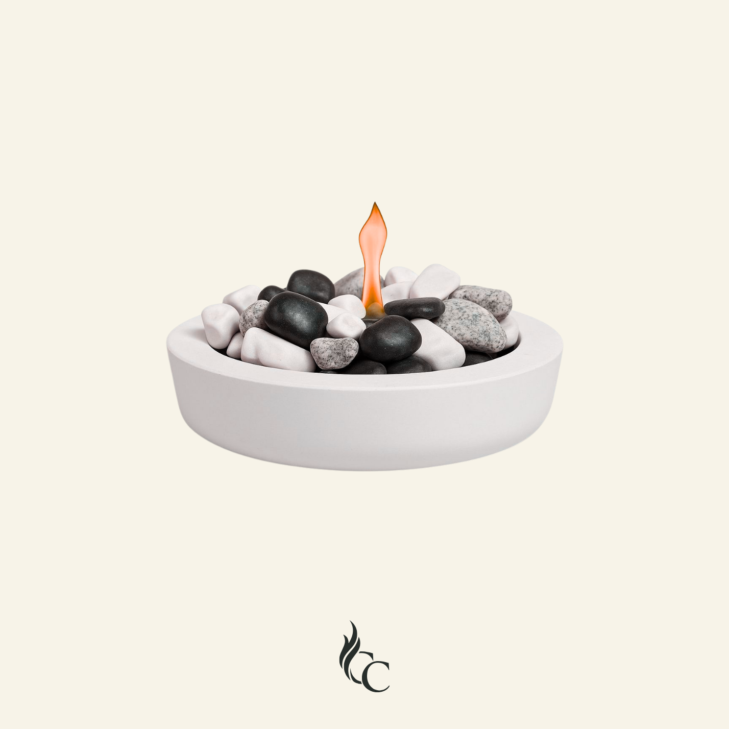 קערת אש עגולה בצבע לבן בקוטר 28 ס"מ